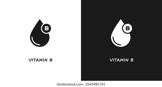 Ícone Eco cosméticos. Vitamina B selo de ícone, crachá ou adesivo. Componente orgânico de cuidados da pele. Vetor
