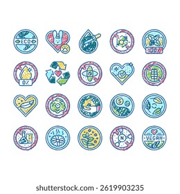 Eco Cosmetics Organic Bio doodle icons set vector. Natural Fragrance Handmade Herbal Aromatic Eco Cosmetics, Cruelty Nitrate Free Cosmetology Product sketch hand drawn