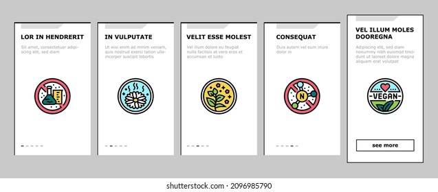 Eco Cosmetics Organic And Bio Onboarding Mobile App Page Screen Vector. Natural Fragrance Handmade And Herbal Aromatic Eco Cosmetics, Cruelty And Nitrate Free Cosmetology Product. Illustrations