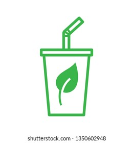 Eco cup icon. Reduce plastic use, campaign. Stroke outline style. Vector. Isolate on white background.