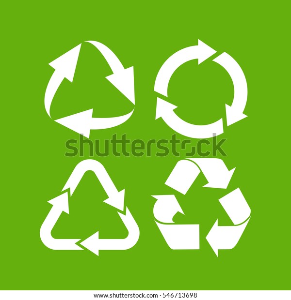 緑の背景にエコサイクル矢印アイコンセットベクターイラスト 緑のリサイクルベクター画像アイコン ベクター画像シンボルをリサイクルします のベクター画像素材 ロイヤリティフリー