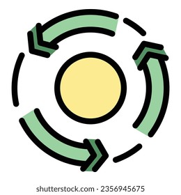 Eco-Zyklus-Symbol-Umriss-Vektorgrafik. Stationierungsenergie. Alternative Energiebildflaeche