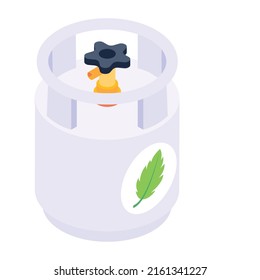 An eco cylinder isometric icon design 

