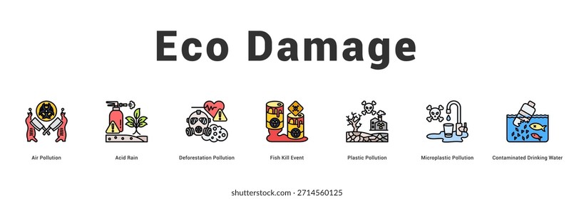 Ilustración de Anuncio de Web moderno y limpio con iconos temáticos para la comunicación visual