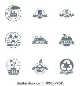 Eco danger logo set. Simple set of 9 eco danger vector logo for web isolated on white background
