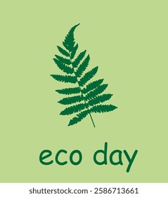 eco day text fern on a green background