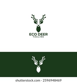 Eco deer vector logo design template