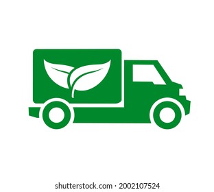 Eco delivery concept with logistic truck icon, eco-friendly distribution and shipping sign, international green free trade – stock vector