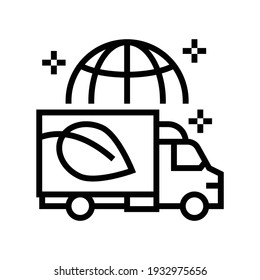 eco delivery truck line icon vector. eco delivery truck sign. isolated contour symbol black illustration