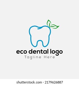 Plantilla De Logotipo Eco Dental. Dental Ecológico Inicial, Concepto De Signos Dientes	