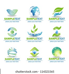 Eco Design Elements, Isolated On White Background, Vector Illustration