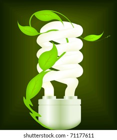 Eco design with energy-saving bulb. Vector.