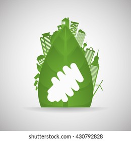 Eco design. Green icon. Isolated illustration , vector