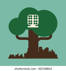 Eco design. Green icon. Isolated illustration , vector