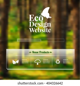 Eco design - Green and Sustainable, vector blurred background.