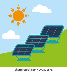 Eco design over blue background, vector illustration