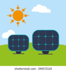 Eco design over blue background, vector illustration