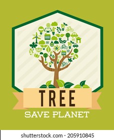 eco design over green background vector illustration