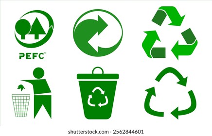 eco design recycle icon, sign, symbol set vector illustration for environmental issue campaign 