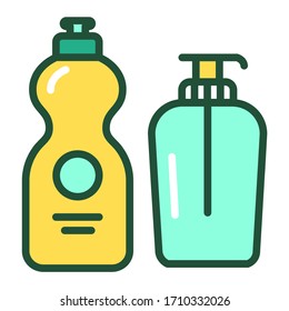 Eco Detergent And Soap Line Color Icon. Cleaning Products . Zero Waste Lifestyle. Outline Pictogram For Web Page, Mobile App, Promo.