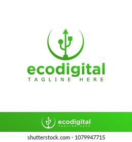 Eco digital green Logo icon Template