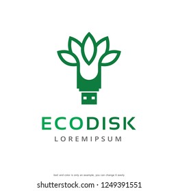 Eco Disk Logo Template Design Vector, Emblem, Concept Design, Creative Symbol, Icon
