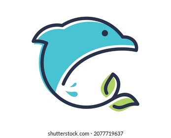 Eco Dolphin logo design vector