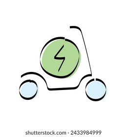eco doodle. black lines. colored. icons. doodle icons. electricity. protection of nature. energy. without harming nature.