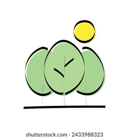 eco doodle. black lines. colored. icons. doodle icons. Flora. nature. plants. electricity. protection of nature. energy. without harming nature.