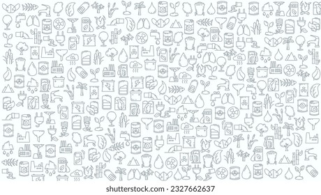 eco doodle line icon background. environmental pollution doodle line icon background