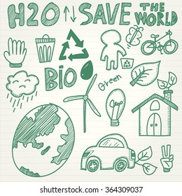 Eco doodle set in cartoon style