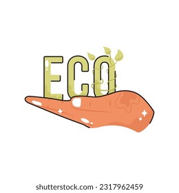 Eco doodle vector outline Sticker. EPS 10 file