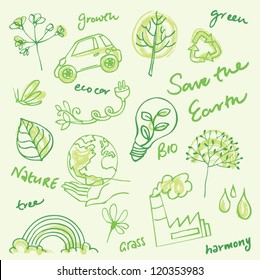 Eco doodles vector set