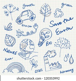 Eco doodles vector set