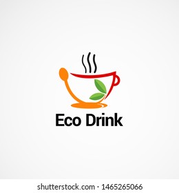 eco drink with cup logo vector, icon, element, and template for company