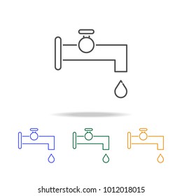 Eco Dripping tap with drop icons. Element of ecology for mobile concept and web apps. Thin line  icon for website design and development, app development. Premium multicolor icons on white background