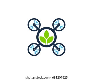 Eco Drone Icon Logo Design Element