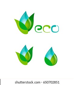Eco with a drop and leaves - logo