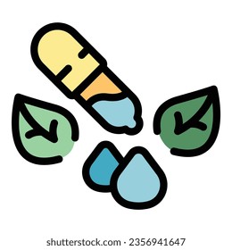 Eco dropper icon outline vector. Natural label. Chemical cosmetic color flat