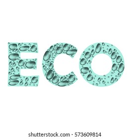 eco in the drops. Letters with drops and waves - set of icons. letters of the alphabet. Vector illustration 