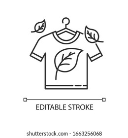 Eco dry cleaning pixel perfect linear icon. Clothes washing, laundry service. Organic detergent. Thin line customizable illustration. Contour symbol. Vector isolated outline drawing. Editable stroke