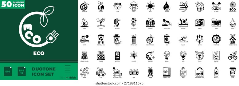 Conjunto de iconos editables Eco Duotone