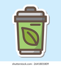 eco dustbin editable cartoon style sticker vector