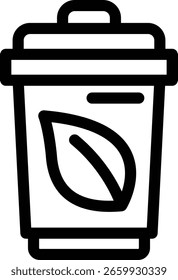 Vector de etiqueta engomada editable del estilo de la historieta del cubo de basura de Eco