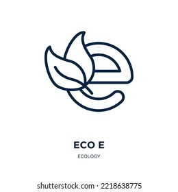 eco e icon from ecology collection. Thin linear eco e, eco, nature outline icon isolated on white background. Line vector eco e sign, symbol for web and mobile