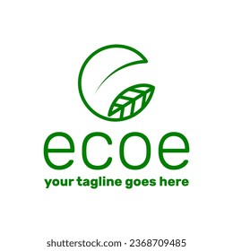 eco e letter logo template with leaf icon