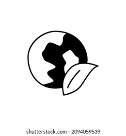 Eco earth, ecology Icon in black flat glyph, filled style isolated on white background