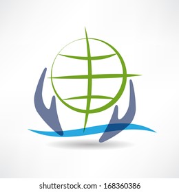 Eco Earth in hands icon
