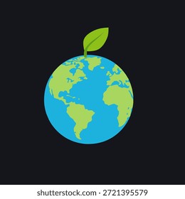 Icono de tierra ecológica en estilo plano para el concepto de planeta sostenible. Adecuado para imágenes del Día de la Tierra, educación climática y proyectos de marca verde.