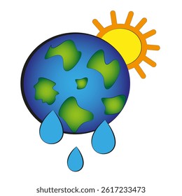Eco Earth icon with leaves in minimal vector style